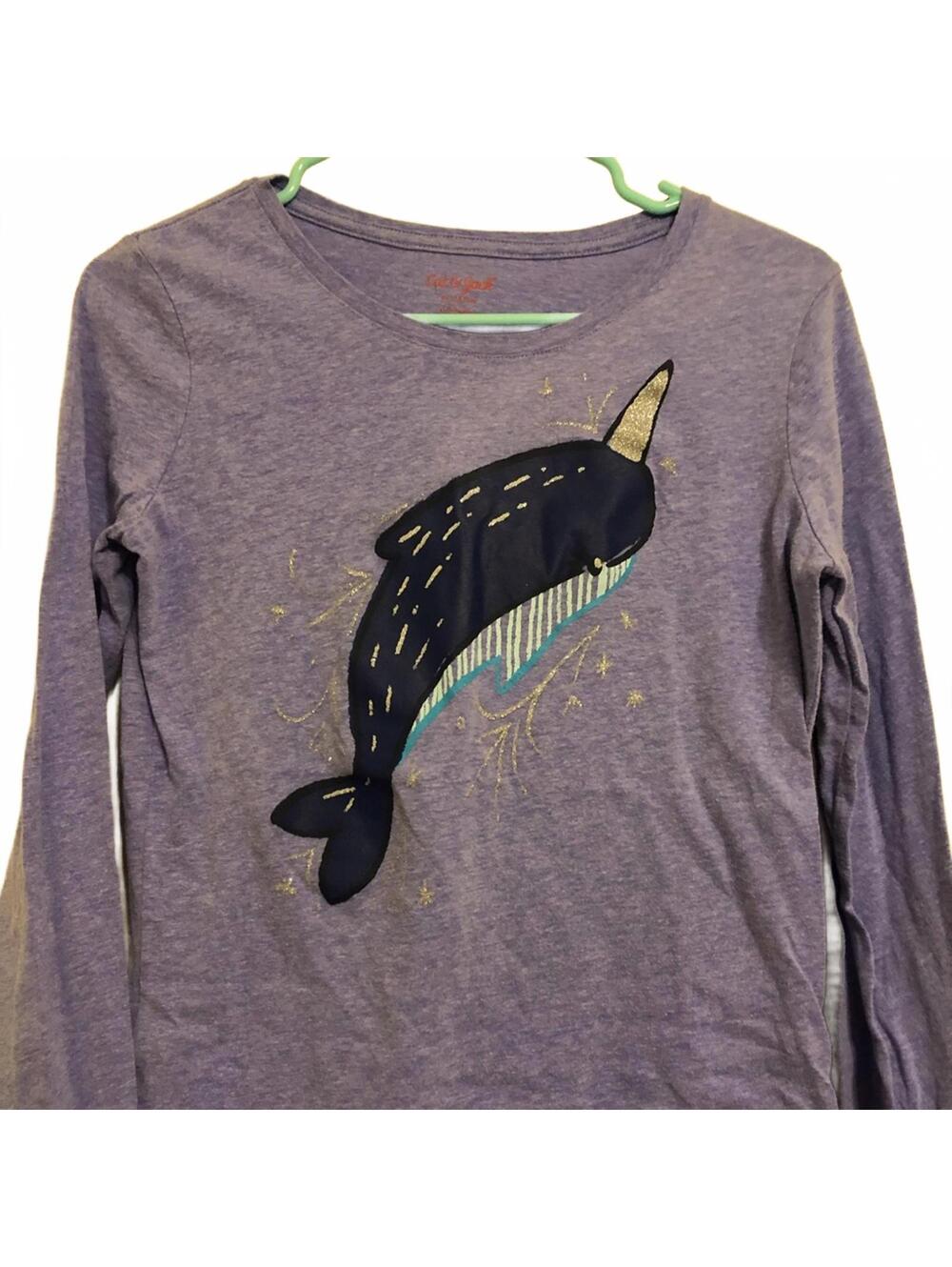 Cat & Jack Narwhal Graphic Long Sleeve Girls T-Shirt Cute Casual Top